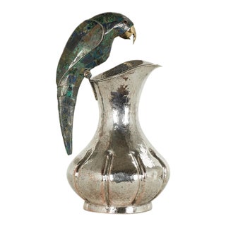Vintage Los Castillo Silver Plate Pitcher With Parrot For Sale