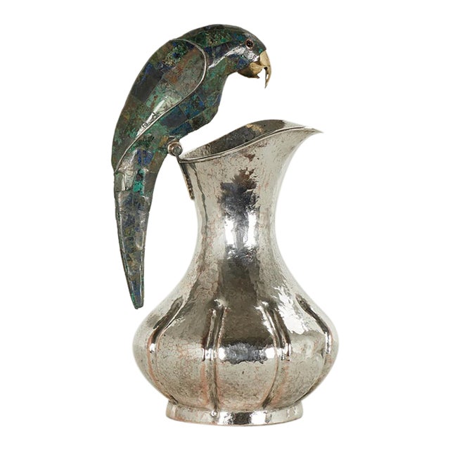 Vintage Los Castillo Silver Plate Pitcher With Parrot For Sale