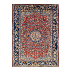 Vintage Persian Isfahan Red Wool Rug With Rosette Motif