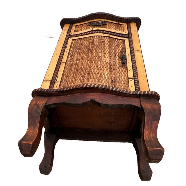 1960s Mid Century Nightstand Cabinet With Drawer Wicker and Bamboo Petite Size For Sale - Image 14 of 14