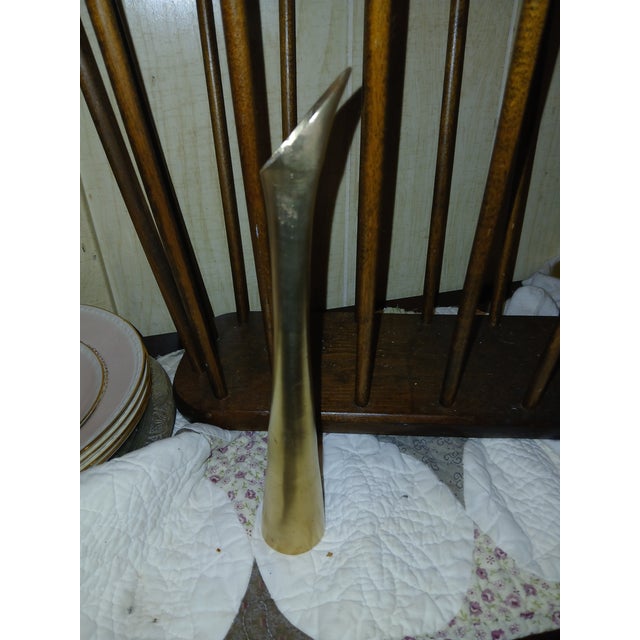Elegant Modernist Solid Brass Swan Neck Bud Vasr For Sale In Naples, FL - Image 6 of 6