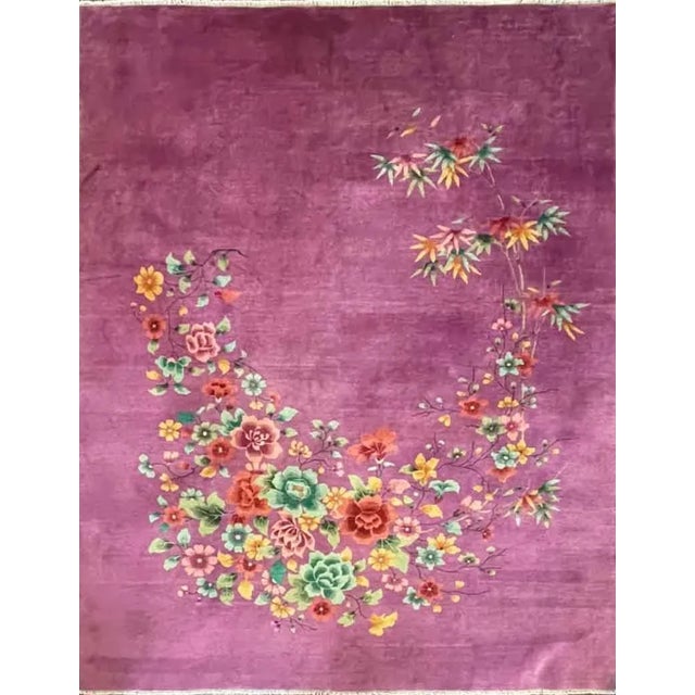 Early 20th Century Antique Art Deco Chinese Oriental Carpet, 8'9" X 11'3" #17423, Excellent. For Sale - Image 11 of 11