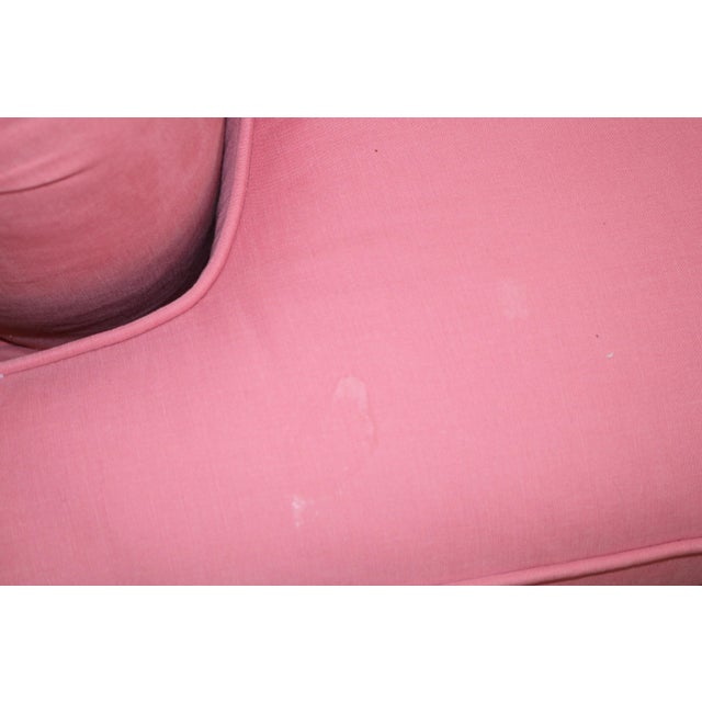 Lee Industries Lee Industries Pair of.Rose Pink English Arm Chairs & Ottoman For Sale - Image 4 of 8