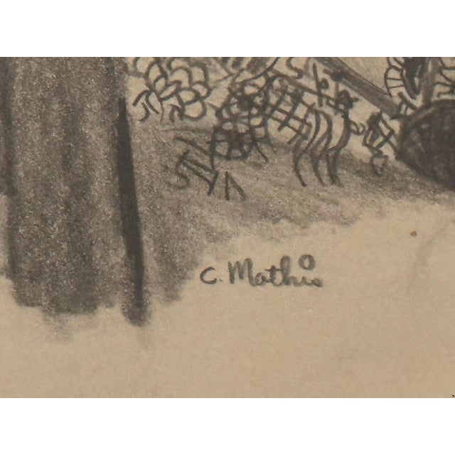 Vintage June Marlowe & Clint Eastwood Charcoal Drawings, Signed by C. Mathis - a Pair For Sale - Image 6 of 10