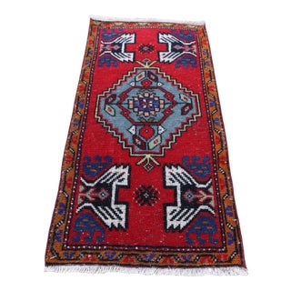 1950s Turkish Vintage Wool Doormat Rug For Sale