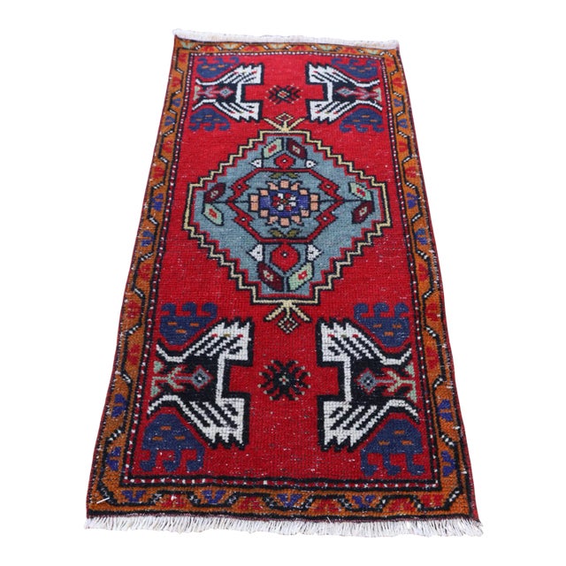 1950s Turkish Vintage Wool Doormat Rug For Sale