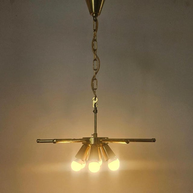 Mid-Century Brass Chandelier, 1970s For Sale - Image 16 of 17