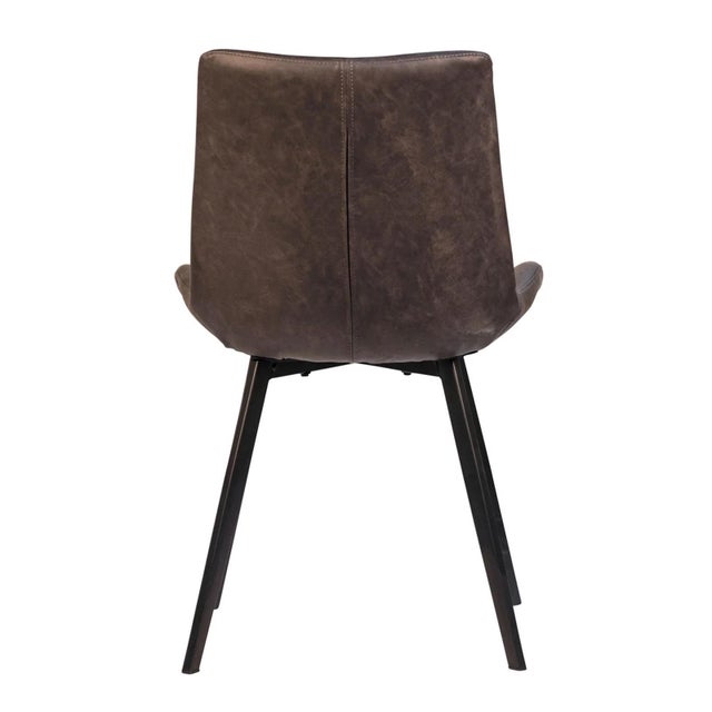 Modern Modern Aged Grey Leather Dining Chair For Sale - Image 3 of 5