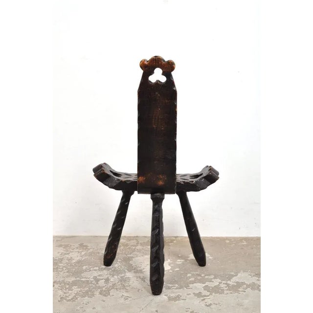 Spanish Brutalist Wooden Chair, 1960s For Sale - Image 10 of 11