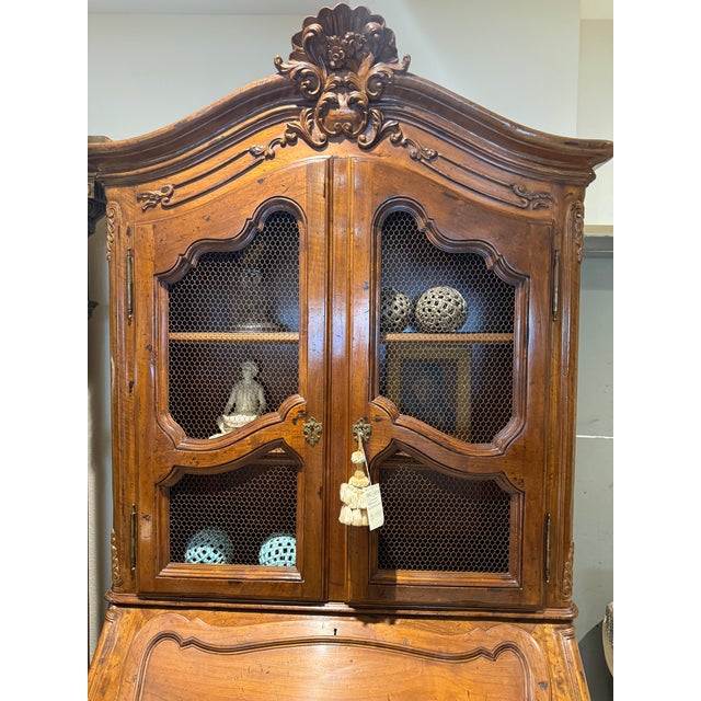 Hand Carved Walnut Italian Secretaire Desk For Sale - Image 13 of 18