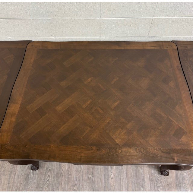 Vintage French Provincial Louis XV Style Parquetry Top Draw Leaf Dining Table For Sale In Kansas City - Image 6 of 13