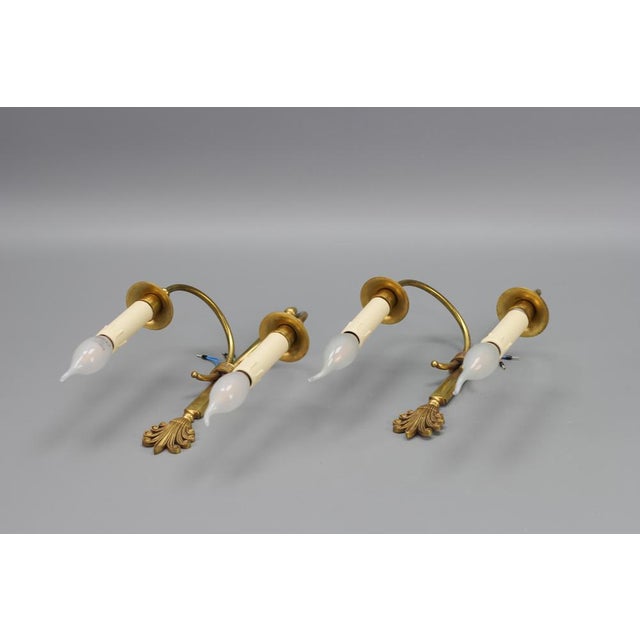 French Art Deco Brass Twin-Arm Sconces, 1930, Set of 2 For Sale - Image 10 of 18