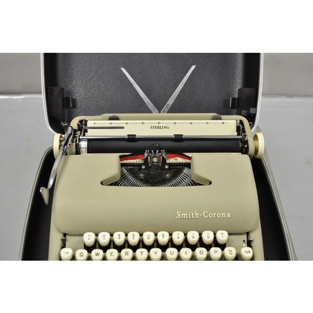 Beige Vintage 1970s Smith Corona Sterling Manual Portable Typewriter With Hard Case For Sale - Image 8 of 11