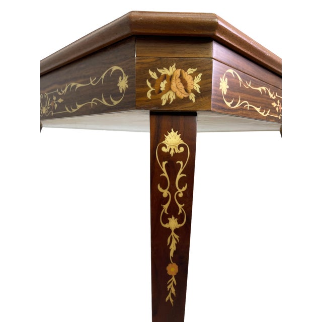 Italian Octagonal Multi-Game Table With 4 Chairs, Inlaid Wood, Chess, Backgammon & Roulette, 1980s For Sale - Image 18 of 18