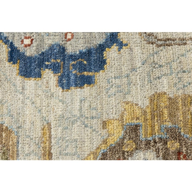 2020s Modern Hand-Knotted Oushak Style Wool Area Rug in Soft Sage and Slate Blue 14x20 For Sale - Image 5 of 12