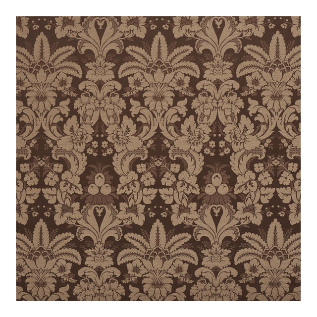 Schumacher Kennedy Damask Fabric In Brown For Sale