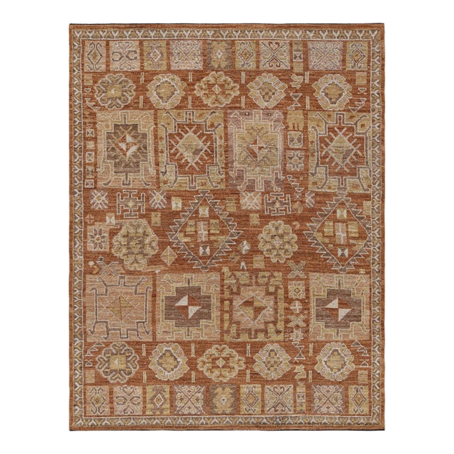 Rug & Kilim’s Oushak Style Rug in Beige-Brown With Geometric Patterns For Sale