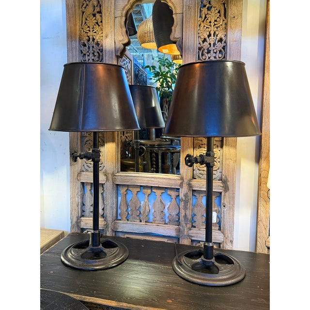 Vintage Lawson Industrial Iron Table Lamp For Sale - Image 4 of 5