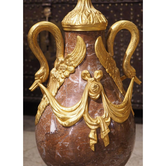 Pair of Circa 1885 Louis XVI Style French Gilt Bronze Mounted Marble Cassolettes For Sale - Image 14 of 18