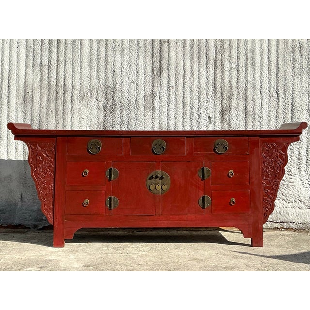 Vintage Asian Reclaimed Wood Pagoda Credenza For Sale In West Palm - Image 6 of 10
