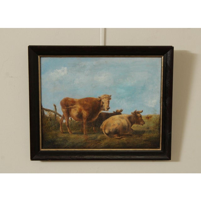 High Quality Antique Late 18th or Early 19th Century Oil on Canvas Painting of Cattle, Unsigned
