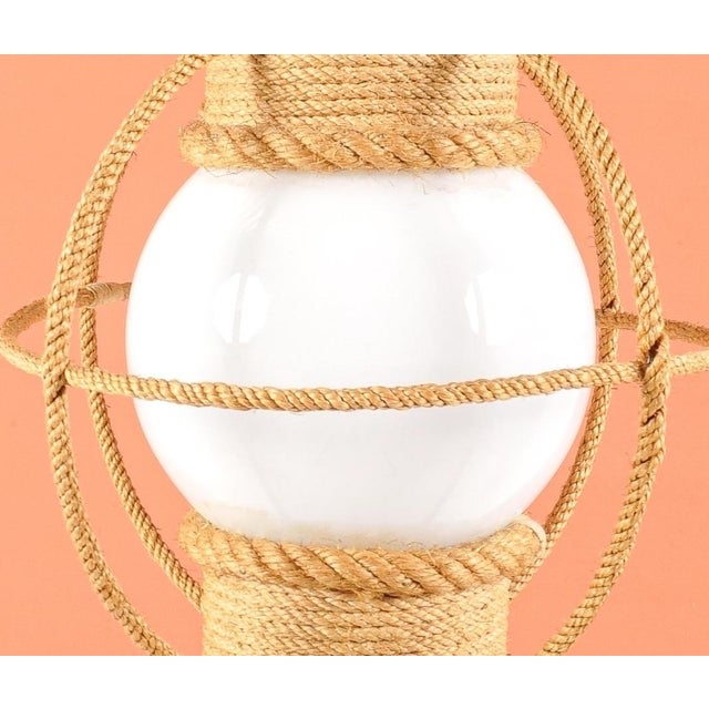 Mid-Century Modern Rope and Opaline Lantern by Adrien Audoux & Frida Minet, 1960s For Sale - Image 3 of 6