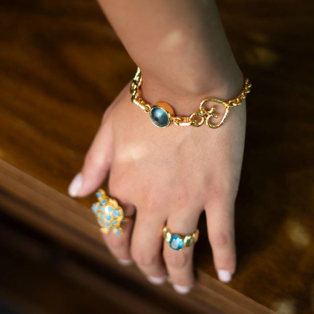 Eternal Love Blue Topaz Gold Adjustable Bracelet For Sale In Miami - Image 6 of 10