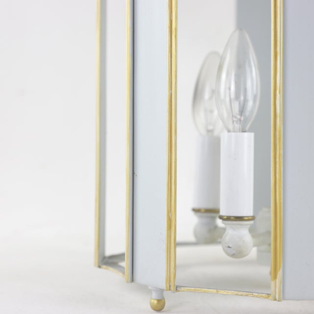 Metal Chinese Style Toler Chandelier With Gold and Grey Metal Frame and Ornate Roof For Sale - Image 7 of 10