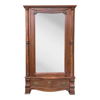 Turn of the Century Empire Style Mirrored Cabinet/Armoire. For Sale