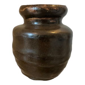 Vintage 1970’s Handcrafted Stout Terracotta Vase/Vessel in Olive Green Glaze