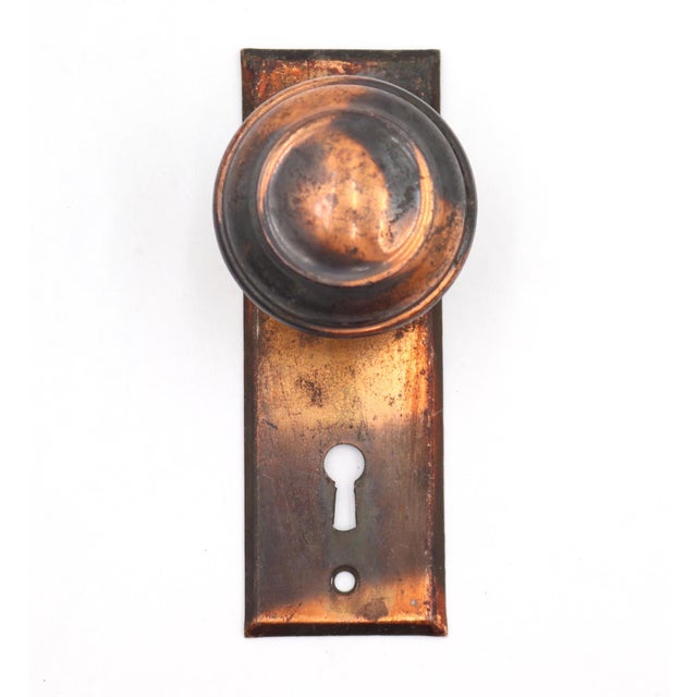 Vintage Concentric Japanned Dummy Door Knob Set For Sale - Image 4 of 4