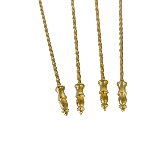 Mid 20th Century Vintage Gold Plated Twist Cocktail Iced Tea Spoons- Set of 6 For Sale - Image 5 of 8
