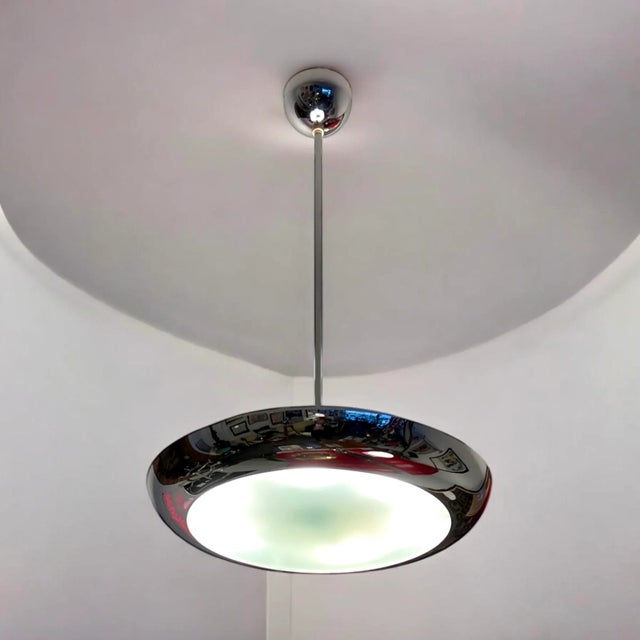 Mid-Century Modern Bauhaus Modern UFO Pendant Light by Josef Hurka for Napako, 1950s For Sale - Image 5 of 10