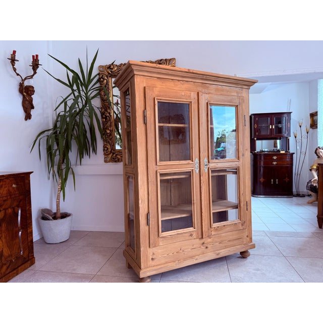 Antique Farmhouse Display Cabinet in Natural Wood For Sale - Image 4 of 10