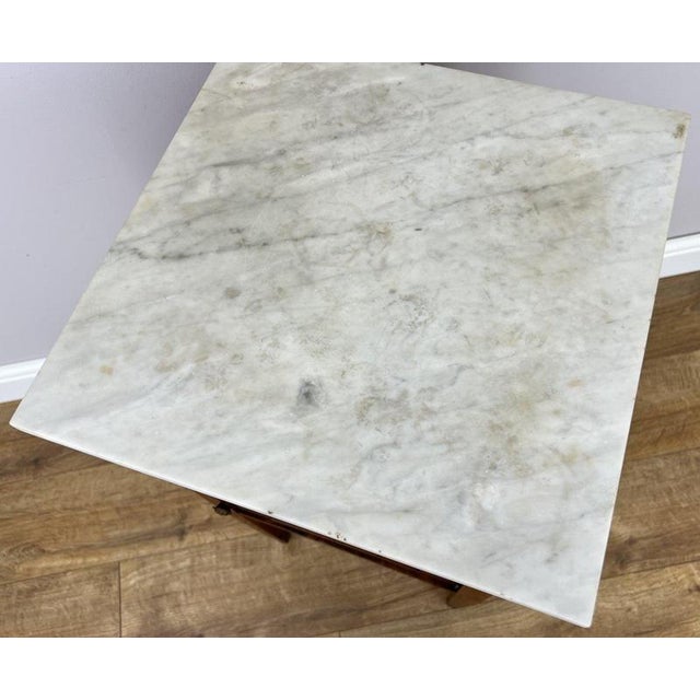 Antique French Oak Bedside Table with Marble Top For Sale - Image 11 of 12