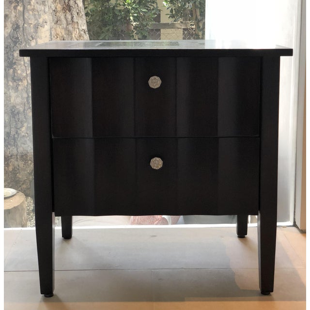 Modern Chocolate Brown Scalloped Detail Nightstands a Pair Chairish