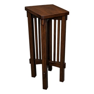 Mission Spindle Side Table / Plant Stand - Walnut Stain For Sale