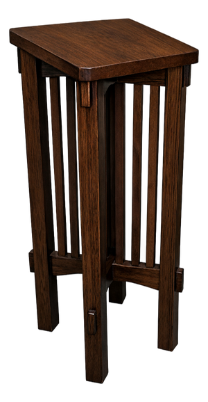 Mission Spindle Side Table / Plant Stand - Walnut Stain