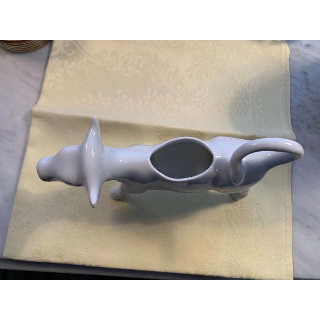 French Porcelain Cow Creamer Pitcher Mid-20th Century For Sale - Image 10 of 11