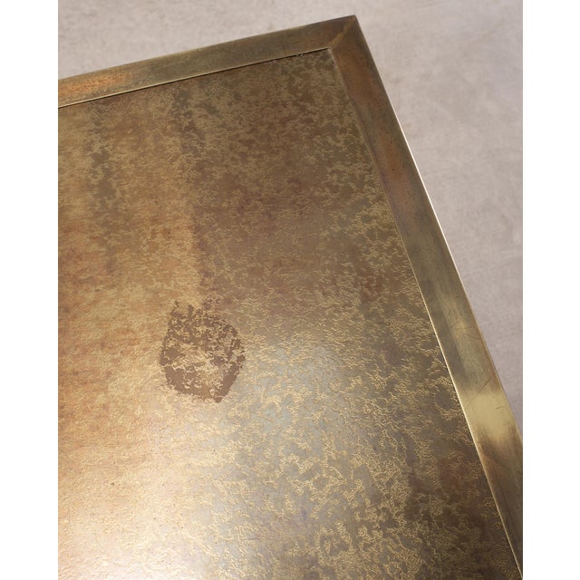 Mastercraft Etched Bronze Burlwood Console or Writing Desk 6 Ft For Sale - Image 14 of 18