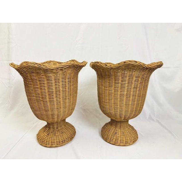 Pair of Large Woven Wicker Urns For Sale In New York - Image 6 of 12