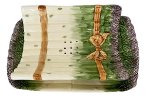 Asparagus “The Cultivated Garden” Pattern Cradle and Platter Serving Set by Shafford - Set of 2