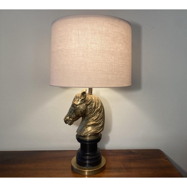 Traditional Mid 20th Century La Maison Charles Brass Horse Head Table Lamp- France For Sale - Image 3 of 10