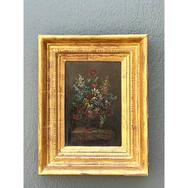 Yellow Vintage Original Floral Oil on Canvas For Sale - Image 8 of 12