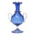 Antique Venetian Murano Sapphire Blue Gold Leaf Handles Italian Art Glass Ruffle Rim Footed Flower Vase For Sale