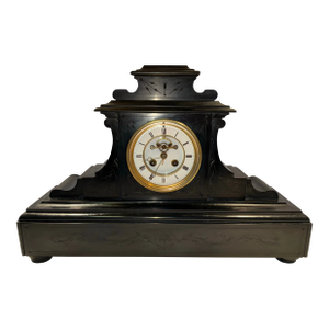19th Century Large French Stone Mantel Clock With Open Escapement