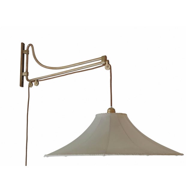 Wall Lamp with Adjustable Arm and Fabric Shade, Italy, 1950s For Sale - Image 10 of 10