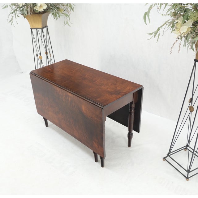 Brown Solid Walnut Board Antique Drop Leaf Dining Center Console Table Clean For Sale - Image 8 of 12