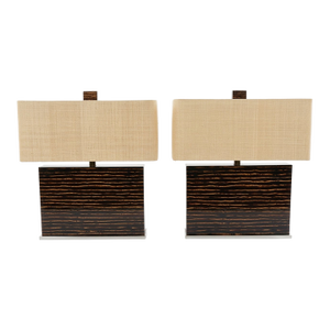 1990’s Palecek Espresso Pencil Reed Table Lamps - A Pair