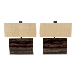 1990s Palecek Organic Modern Espresso Pencil Reed Lamps - A Pair For Sale